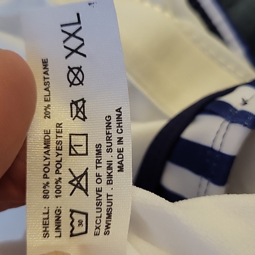Bikinx tankini navy blue white stipevplus size top tummy control 2 pc XXL New… - Picture 7 of 12